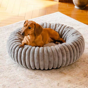 Create a Cozy Haven for Your Furry Friend with Our Plush Vertical Stripe Pet Bed