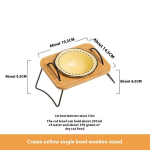 Enhance Your Pet's Dining Experience with Our Wooden Rack Ceramic Pet Bowl